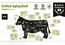 숙성 와규 스테이크 그릴드 에이징 비프 간다 아와지초점_숙성 흑모와규 수량한정 희소 스테이크 부위 1,936엔〜3,025엔/100g